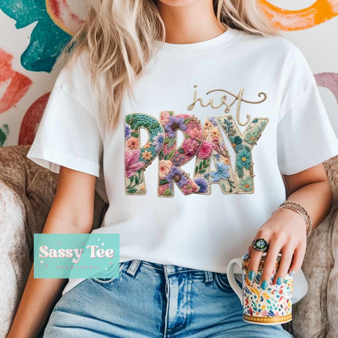 JUST PRAY FLORAL FAUX YARN **Preorder/Restock Ships in 5-10 biz days**