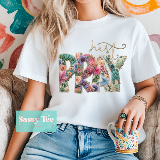 JUST PRAY FLORAL FAUX YARN **Preorder/Restock Ships in 5-10 biz days**