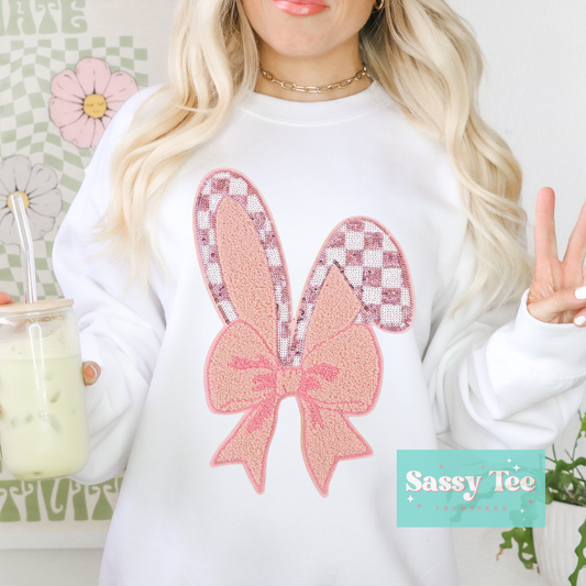 BUNNY RETRO PINK BOW PATCH **Preorder, Ships in 7-12 biz days**