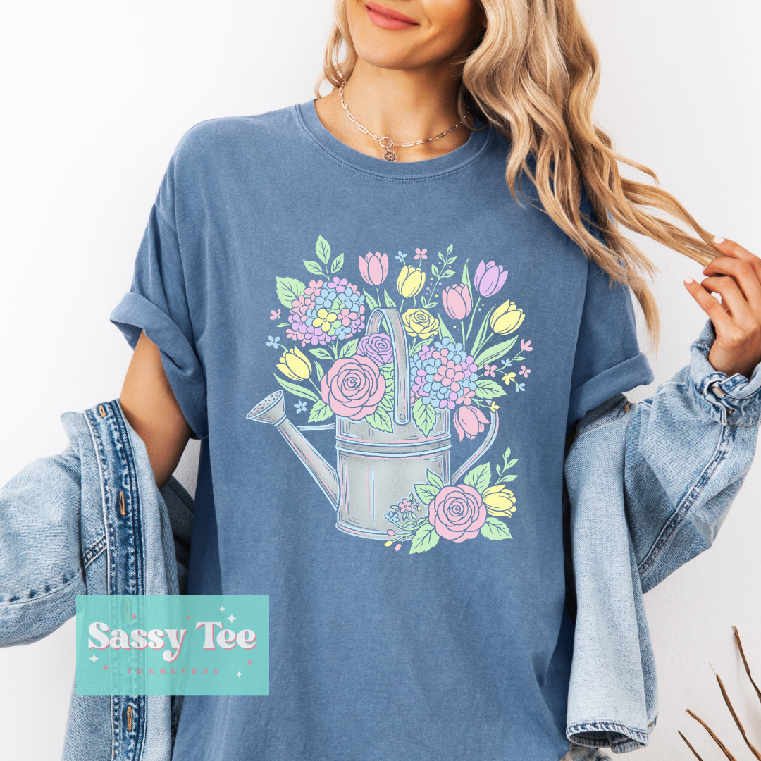 FLORAL WATER CAN SPRING PASTEL **Preorder/Restock Ships in 5-10 biz days**