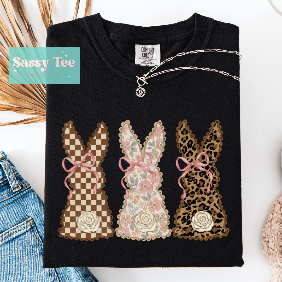 LEOPARD FLORAL BUNNY TRIO **Preorder/Restock Ships in 5-10 biz days**
