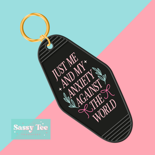 JUST ME MY ANXIETY WORLD UV DTF KEYCHAIN DECAL **Preorder, Ships in 5-10 biz days**