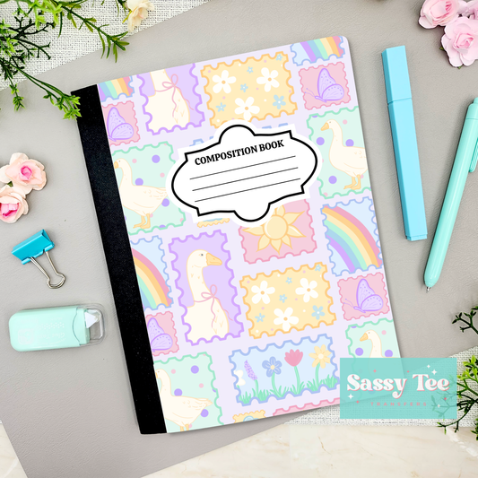 GOOSE RAINBOW FLORAL PASTEL FRAMES Peel + Stick Notebook Cover SET