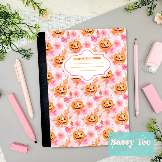 PUMPKIN FALL PINK FLOWERS Peel + Stick Notebook Cover SET