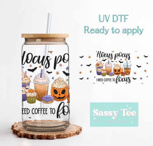 HOCUS POCUS NEED COFFEE TO FOCUS UV DTF CUP WRAP