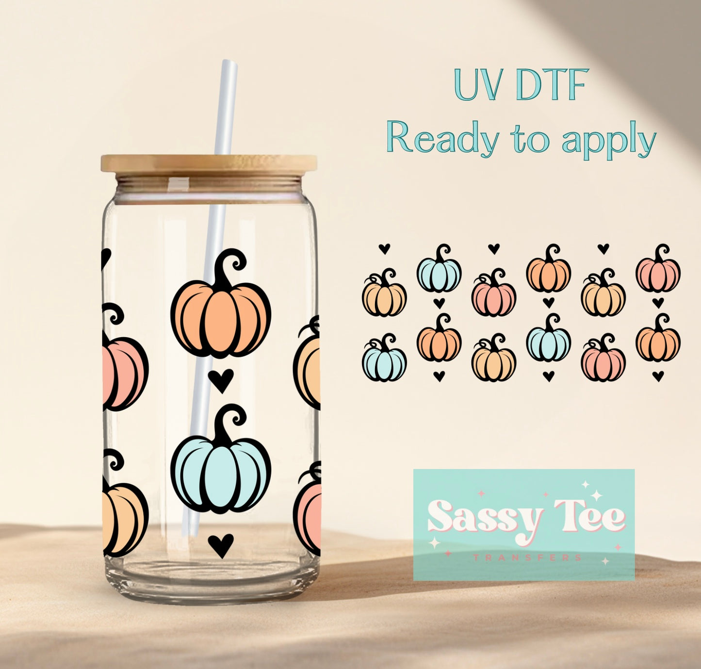 PUMPKINS HEARTS UV DTF CUP WRAP