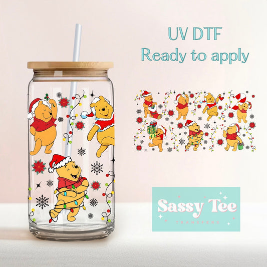 CHRISTMAS POOH DECOR UV DTF CUP WRAP **Preorder/Restock Ships in 5-10 biz days**