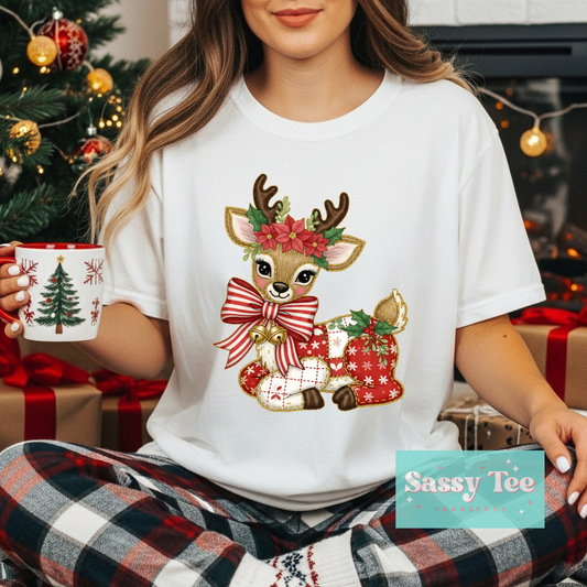 CUTE DEER CLASSIC CHRISTMAS PATCHWORK **Preorder/Restock Ships in Est. 5-10 biz days**