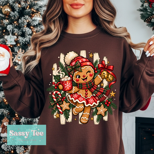 GINGERBREAD GIRL CHRISTMAS FUN PREPPY STRIPE **Preorder/Restock Ships in 5-10 biz days**