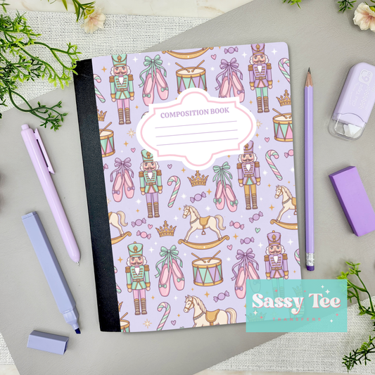 NUTCRACKER BALLET PASTEL LAVENDER PINK MINT Peel + Stick Notebook Cover SET