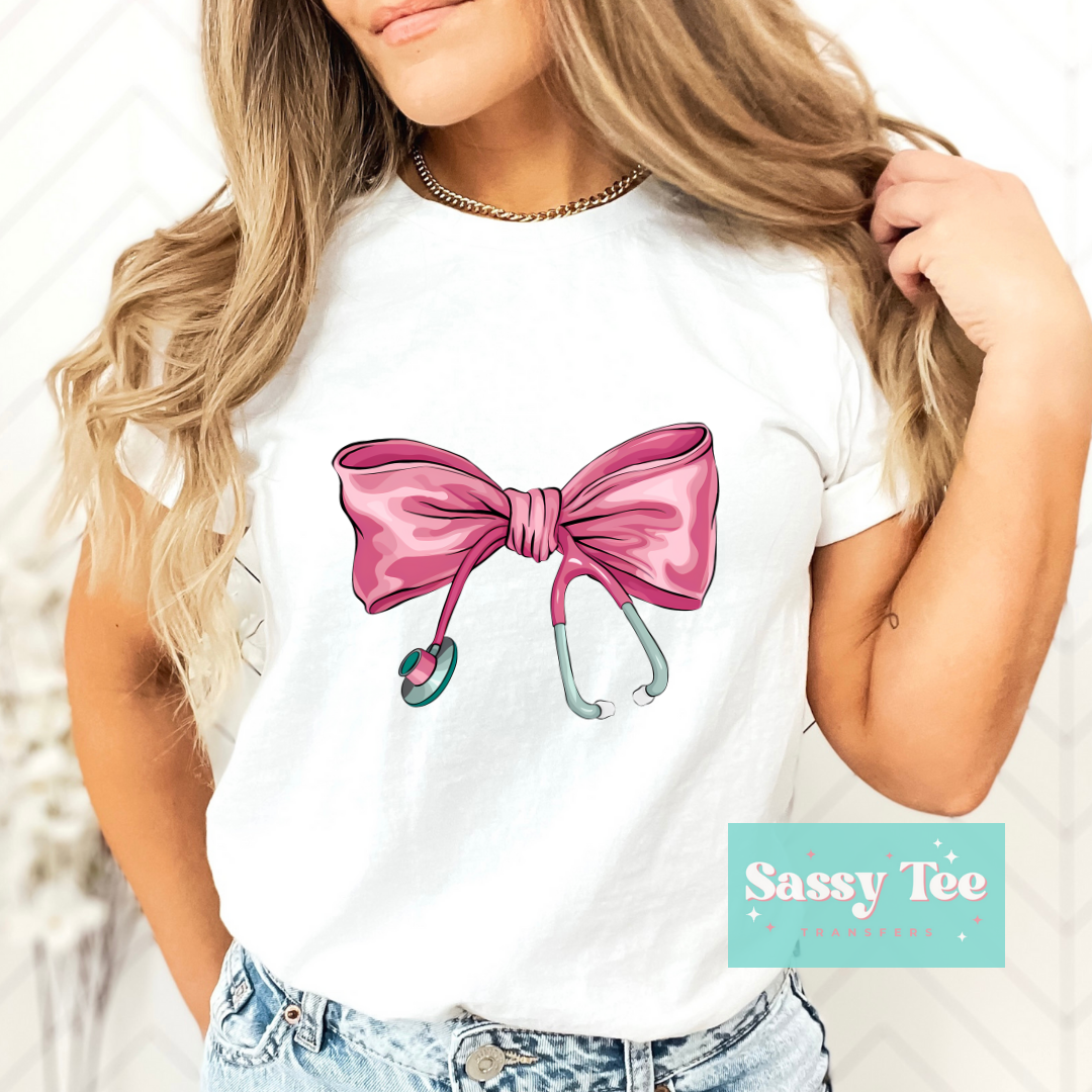 NURSE PINK COQUETTE BOW **Ships in 5-9 biz days