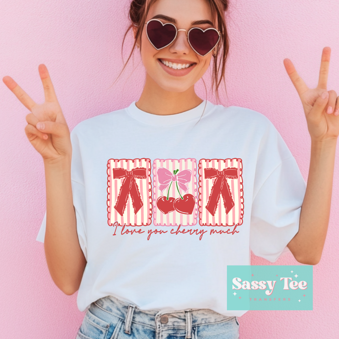 I LOVE YOU CHERY MUCH STRIPES BOWS **Preorder/Restock Ships in 5-10 biz days**