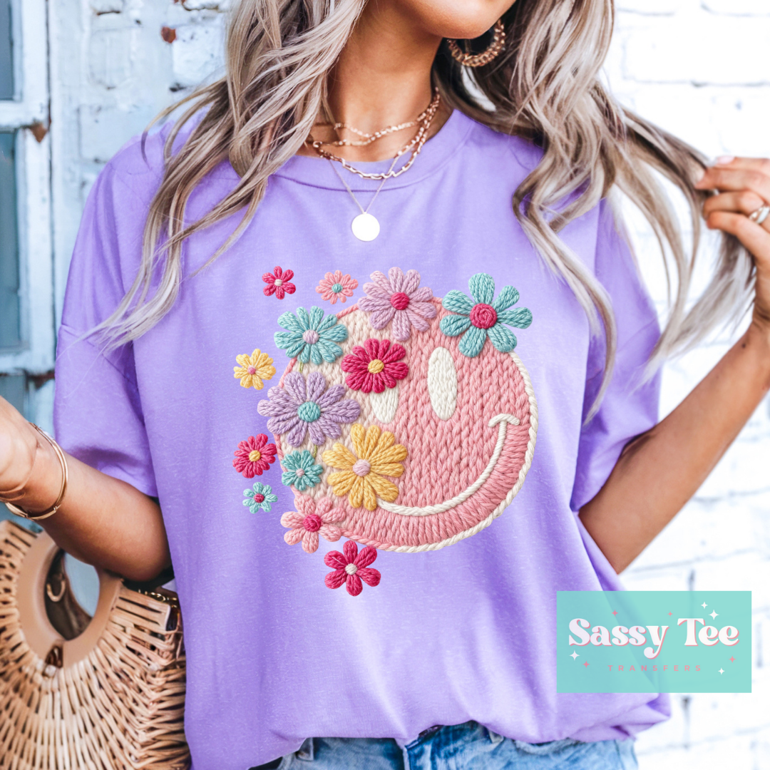 SMILEY FLOWER PASTELS FAUX YARN **Preorder/Restock Ships in 5-10 biz days**