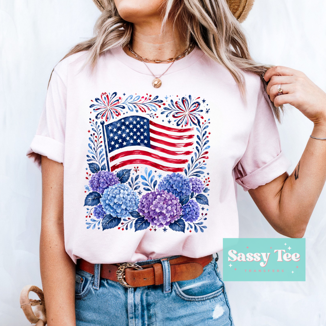 AMERICAN FLAG HYDRANGEA ART **Preorder/Restock Ships in 5-10 biz days**