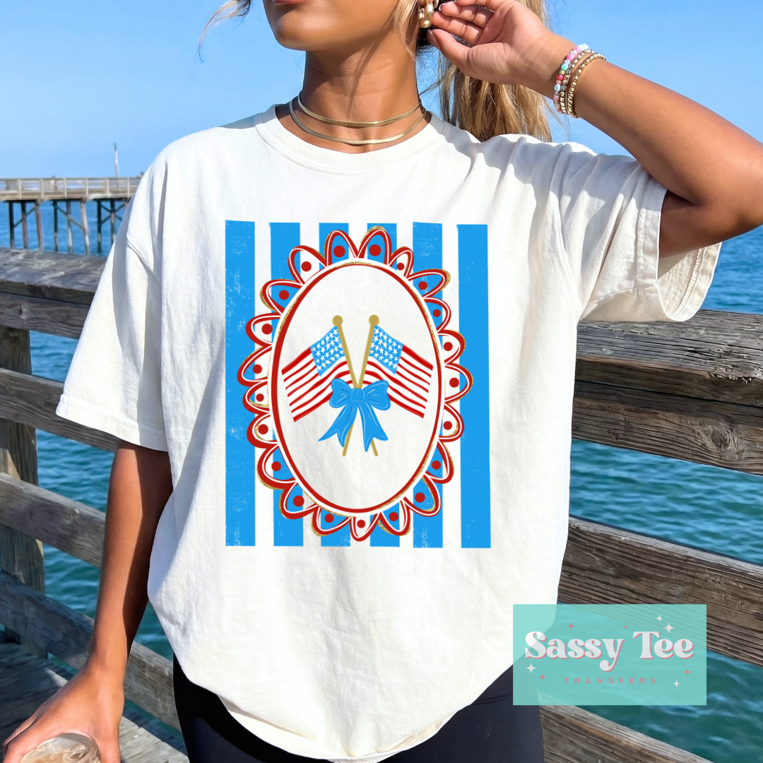 AMERICAN FLAGS FRAME PREPPY STRIPES **Preorder/Restock Ships in 5-10 biz days**