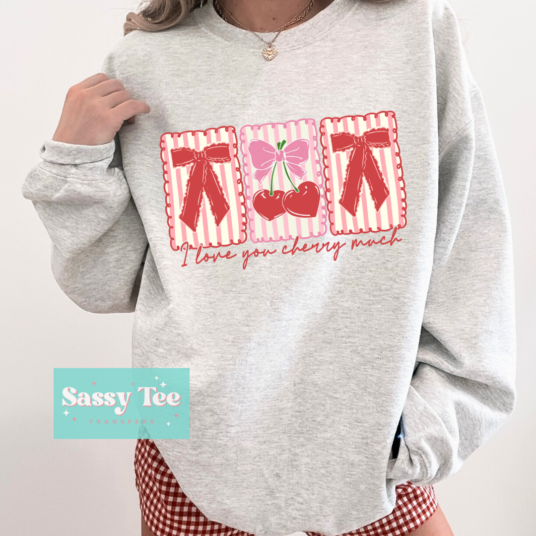 I LOVE YOU CHERY MUCH STRIPES BOWS **Preorder/Restock Ships in 5-10 biz days**