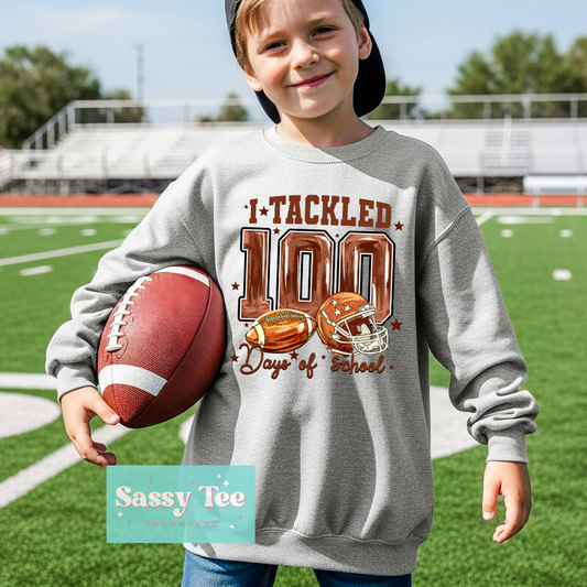 I TACKLED 100 DAYS SCHOOL FOOTBALL Kids **Preorder/Restock Ships in Est. 5-10 biz days**