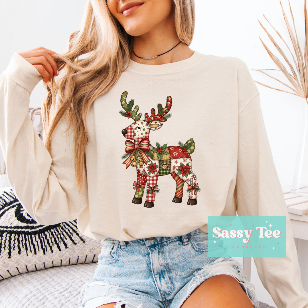 REINDEER CLASSIC CHRISTMAS PATCHWORK **Preorder/Restock Ships in Est. 5-10 biz days**