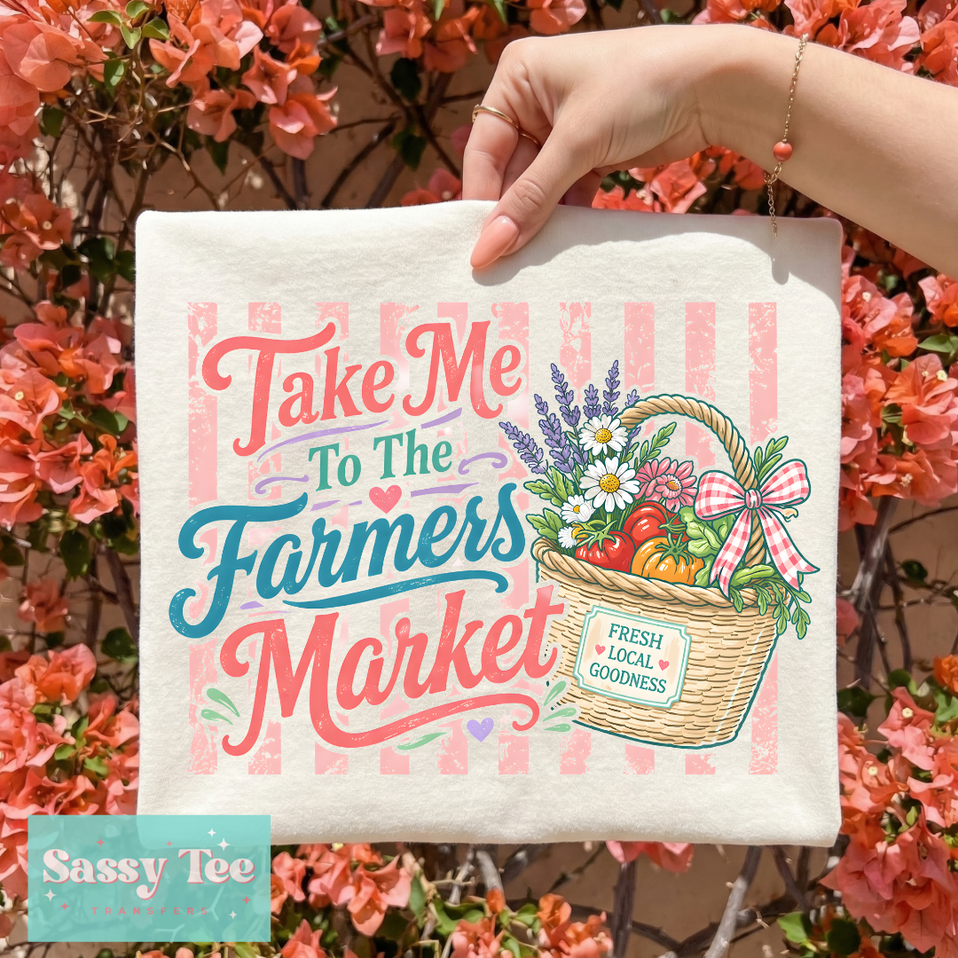 TAKE ME TO THE FARMER'S MARKET BASKET PREPPY STRIPES **Preorder/Restock Ships in 5-10 biz days**