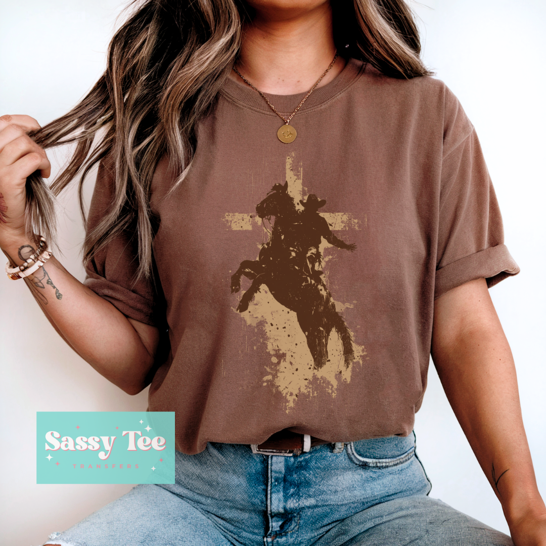 BRONC CROSS FAITH DISTRESSED **Preorder/Restock Ships in 5-10 biz days**