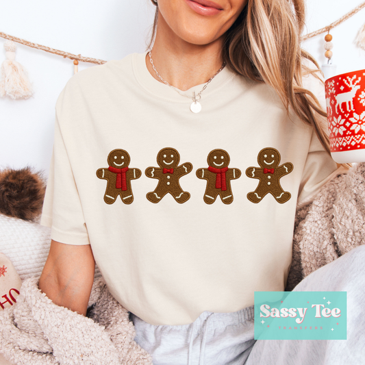 GINGERBREAD MEN FAUX EMBROIDER **Preorder/Restock Ships in Est. 5-10 biz days**