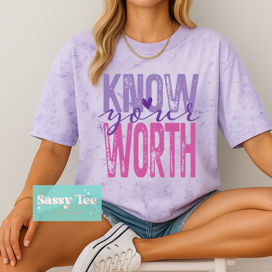 KNOW YOUR WORTH PURPLE HEART **Preorder/Restock Ships in 5-10 biz days**