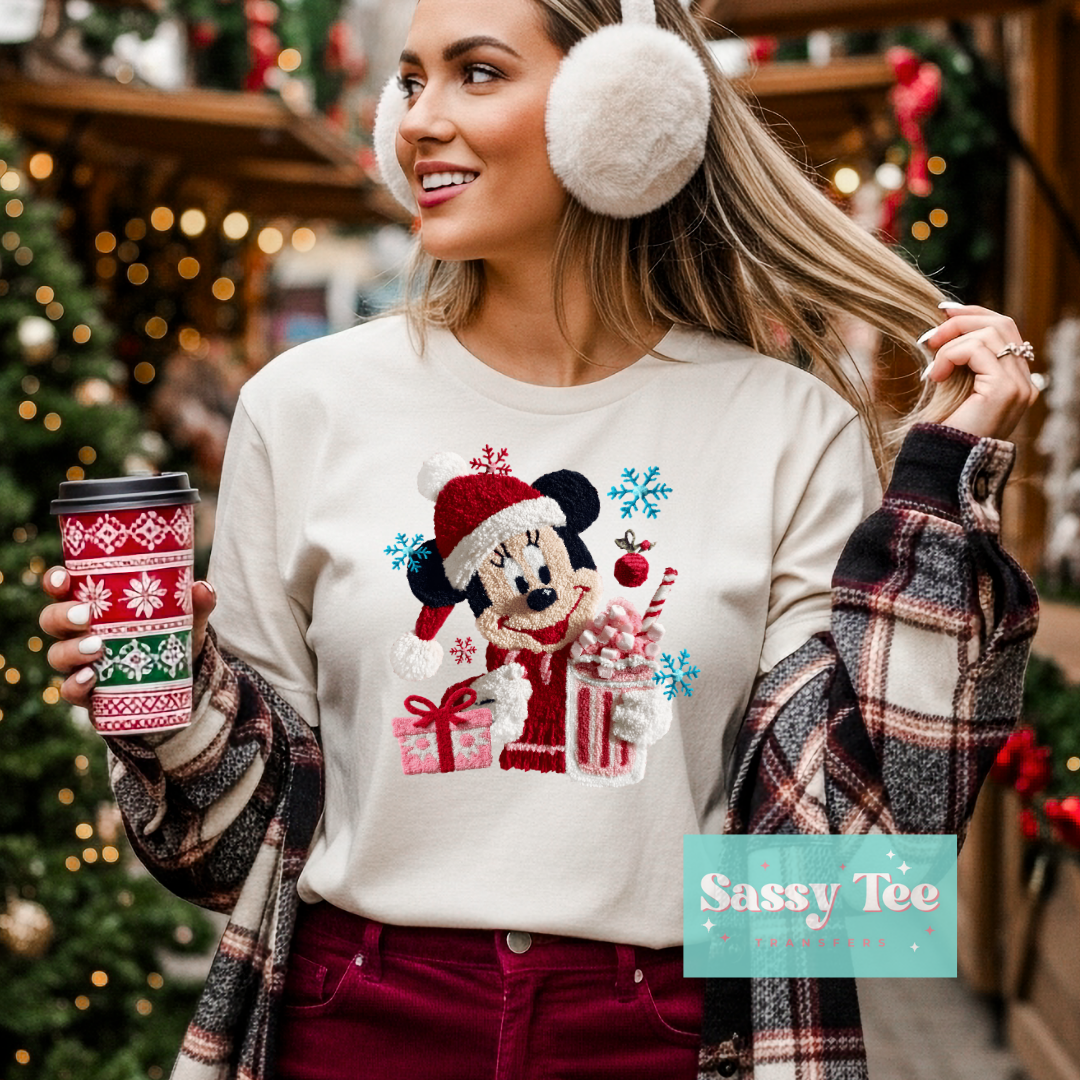 MOUSE BOY CHRISTMAS PINK COCOA FAUX YARN **Preorder/Restock Ships in 5-10 biz days**