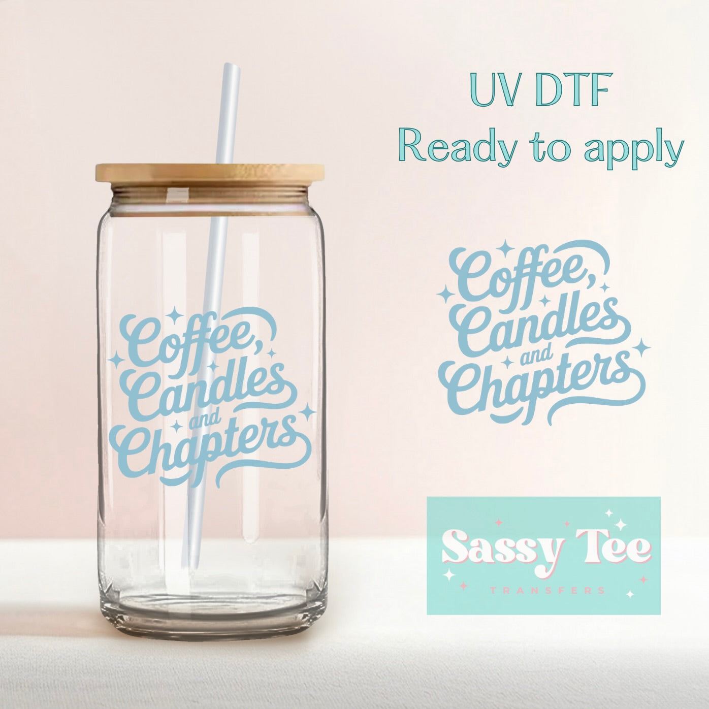 COFFEE CANDLES AND CHAPTERS BOOKISH UV DTF CUP WRAP **Preorder/Restock Ships in 5-10 biz days**