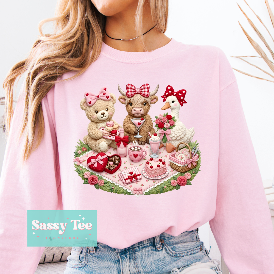 TEDDY HIGHLAND COW GOOSE PICNIC FAUX YARN VALENTINE *Last Restock Starts Shipping 1/30*