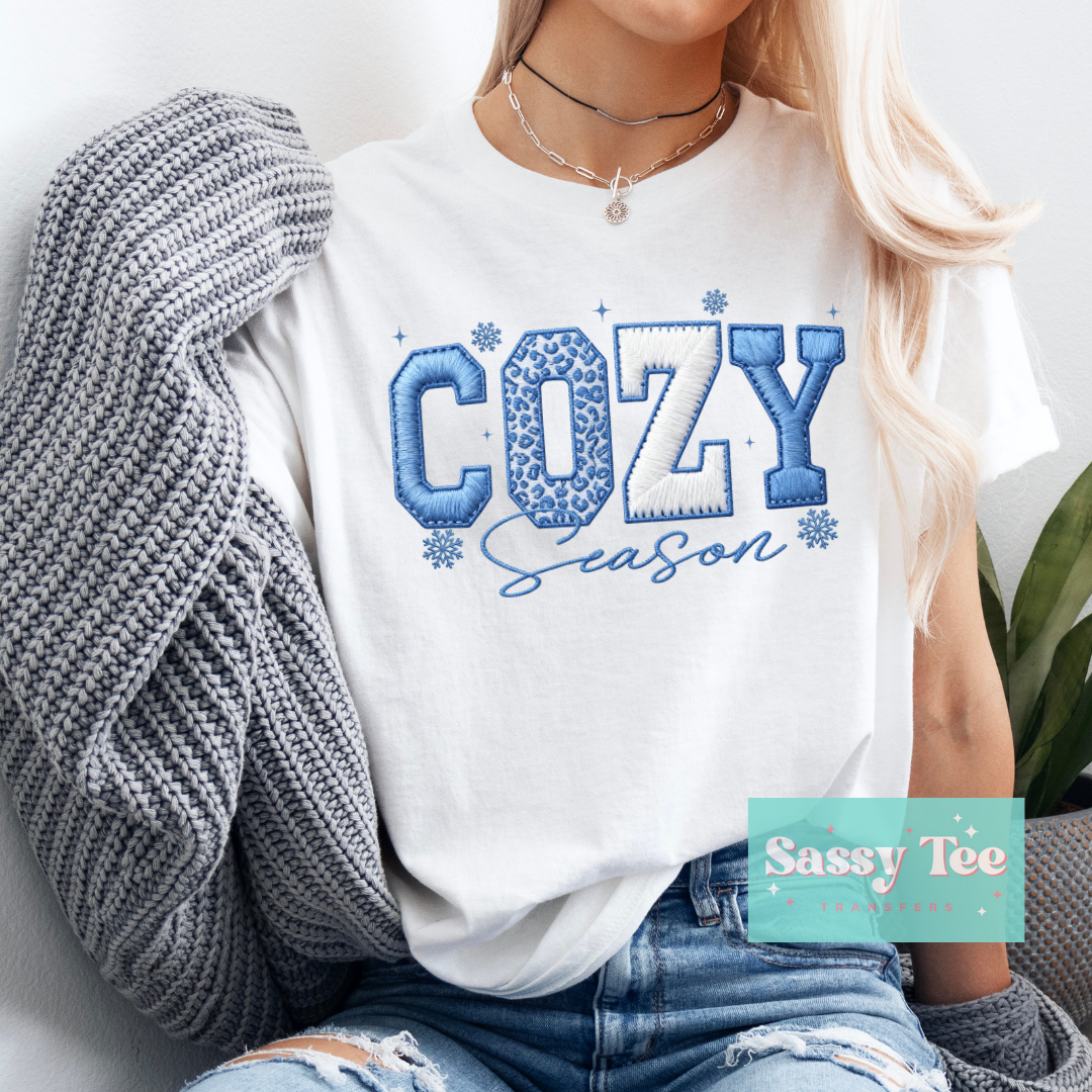 COZY SEASON BLUE LEOPARD FAUX YARN **Preorder/Restock Ships in 5-10 biz days**