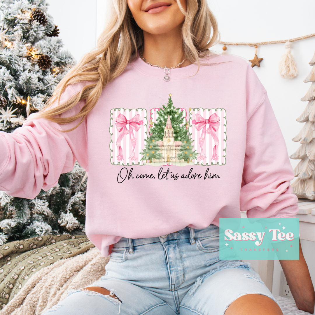 OH COME LET US ADORE HIM PINK BOW **Preorder/Restock Ships in 5-10 biz days**