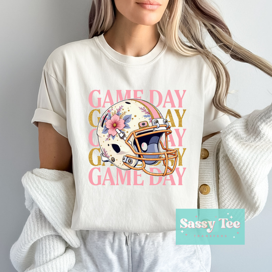 GAMEDAY FLORAL FOOTBALL HELMET GOLD **Preorder Ships in 5-10 biz days**