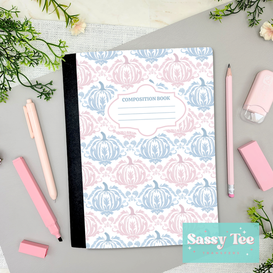 PUMPKIN TOILE PINK BLUE Peel + Stick Notebook Cover SET
