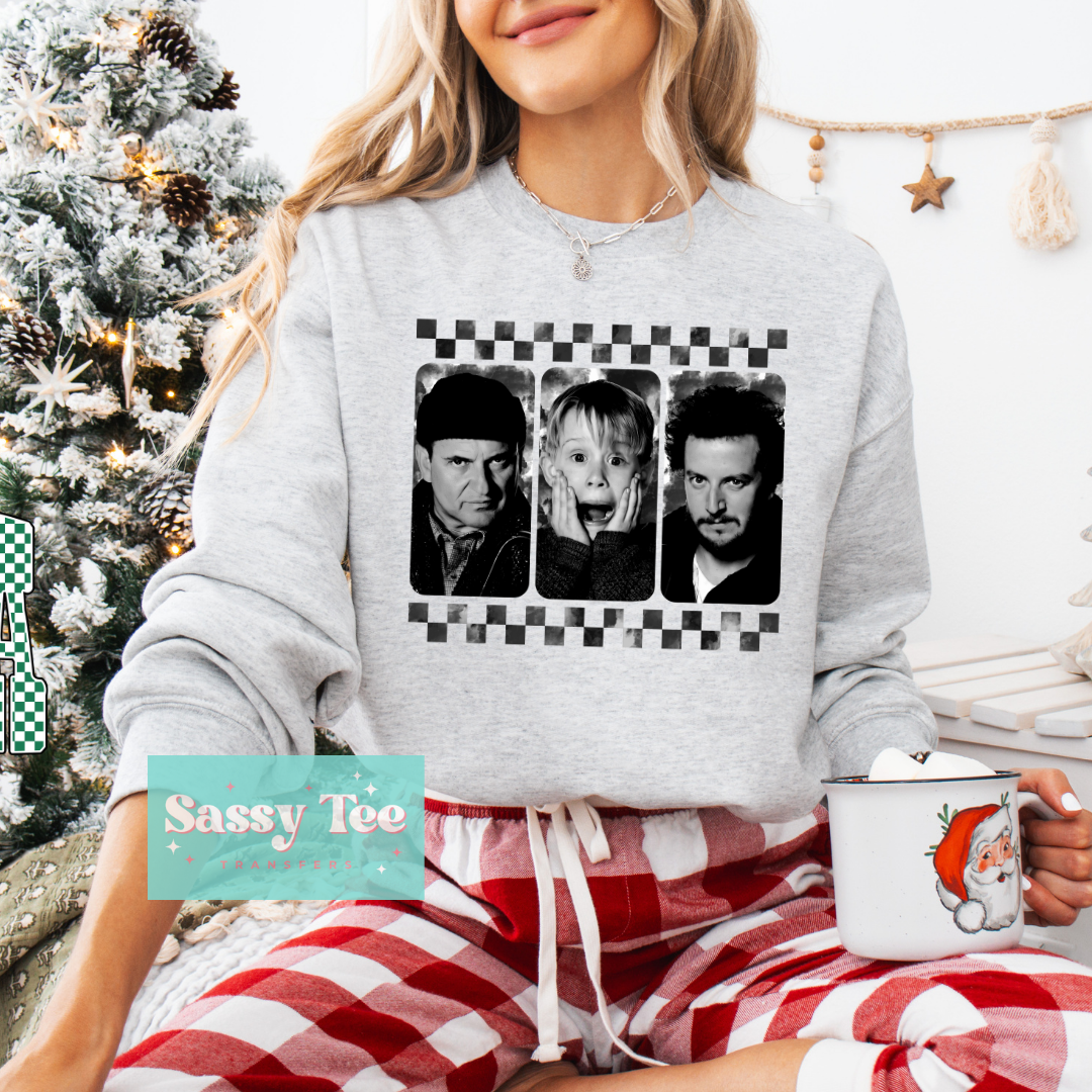 RETRO HOME ALONE CHRISTMAS BLACK WHITE **Preorder/Restock Ships in 5-10 biz days**