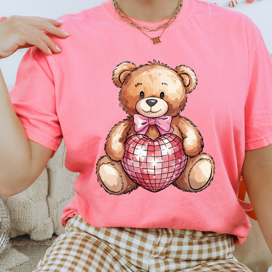 TEDDY BEAR DISCO HEART **Ships in 5-9 biz days**