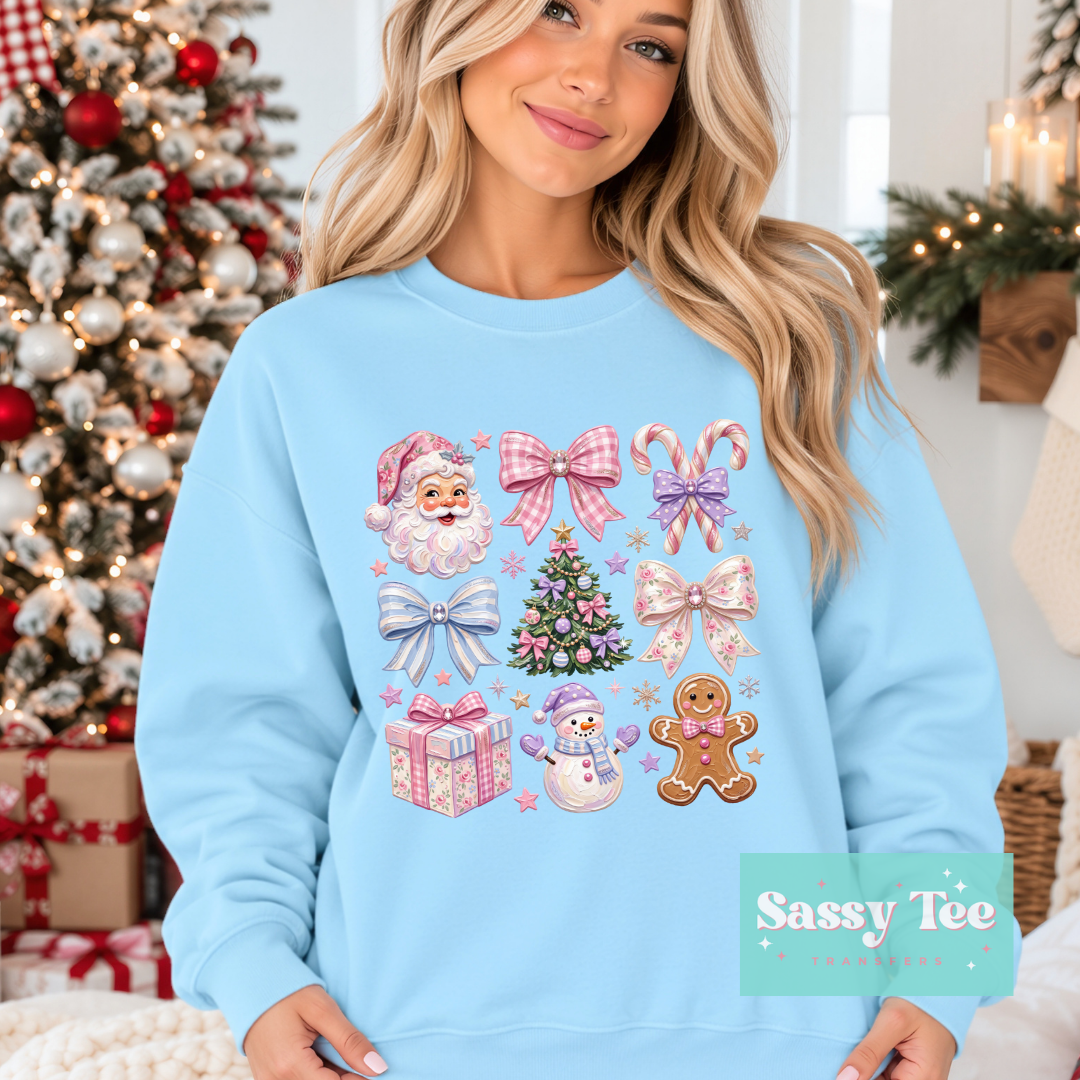 CHRISTMAS SANTA PASTEL BOW COQUETTE FAUX TEXTURE PAINT **Preorder/Restock Ships in 5-10 biz days**