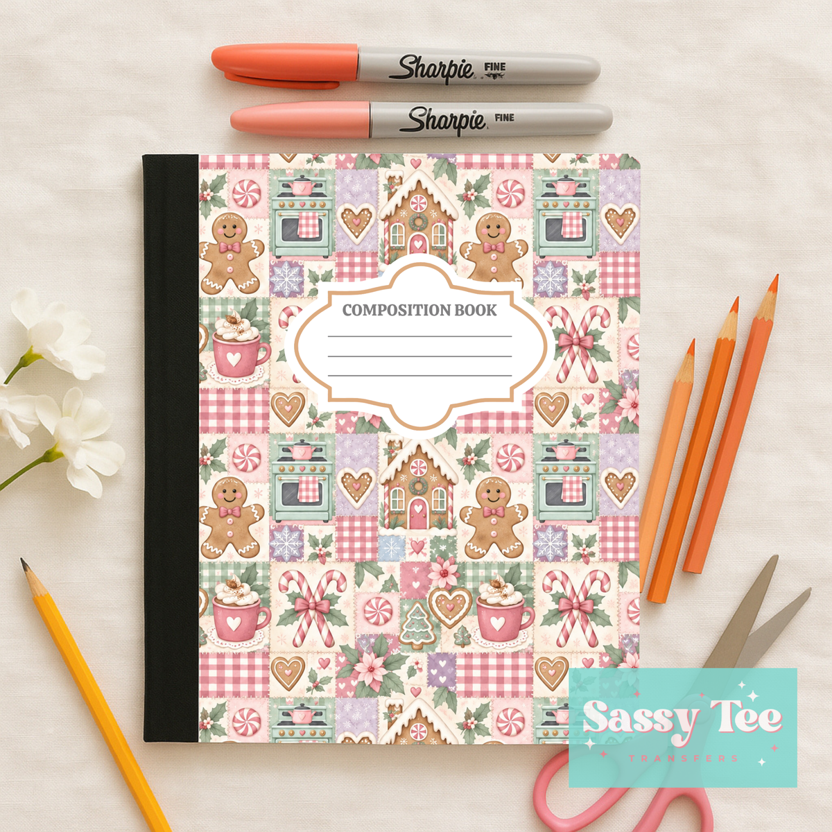 GINGERBREAD CHRISTMAS BAKING Peel + Stick Notebook Cover SET