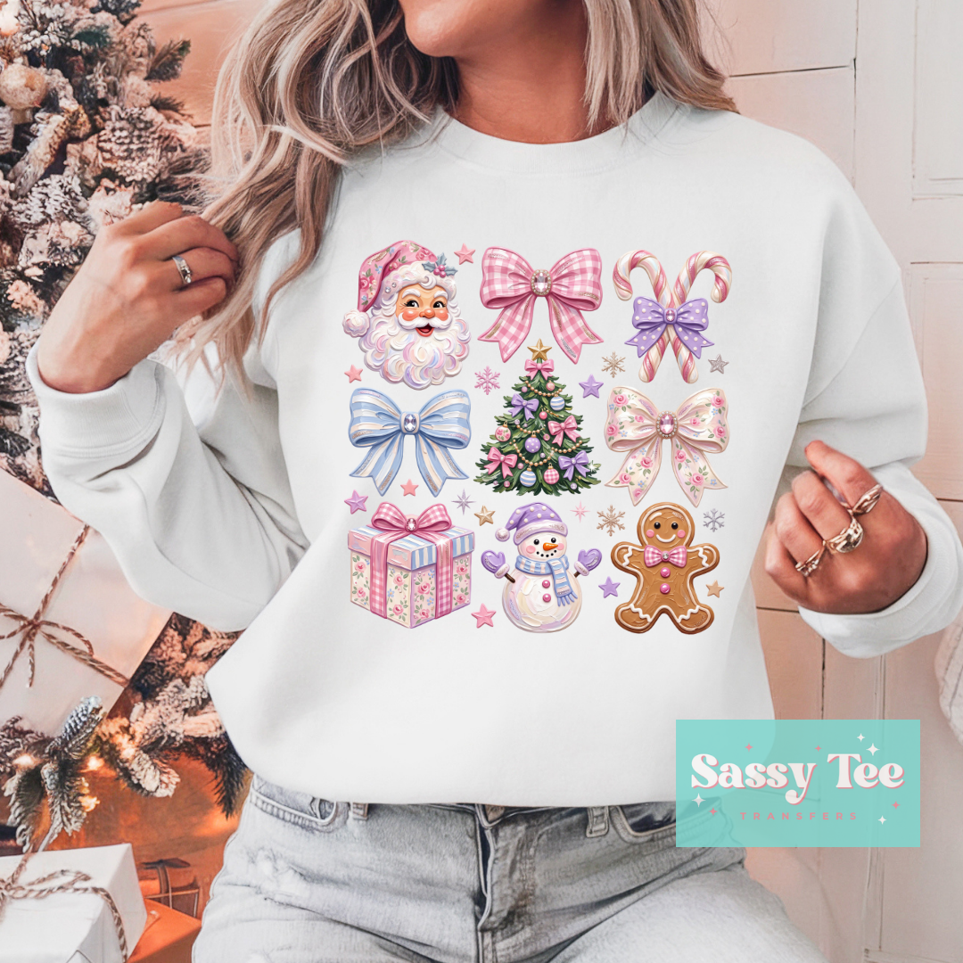 CHRISTMAS SANTA PASTEL BOW COQUETTE FAUX TEXTURE PAINT **Preorder/Restock Ships in 5-10 biz days**