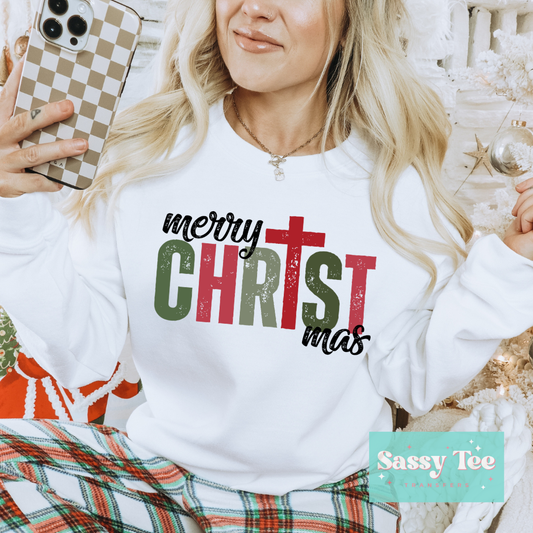 MERRY CHRISTMAS CROSS DISTRESSED **Preorder/Restock Ships in 5-10 biz days**