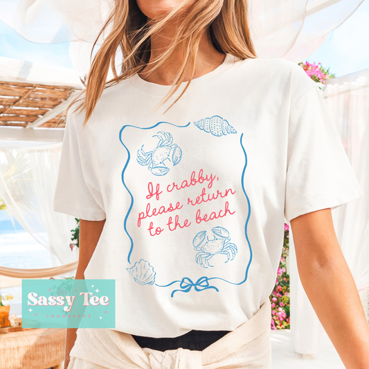 IF CRABBY PLEASE RETURN TO BEACH PREPPY BLUE BOW **Preorder/Restock Ships in 5-10 biz days**
