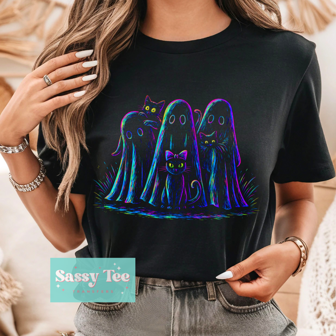 GHOSTS BLACK CATS NEON COLORS For Darker Colors **Preorder/Restock Ships in 5-10 biz days**