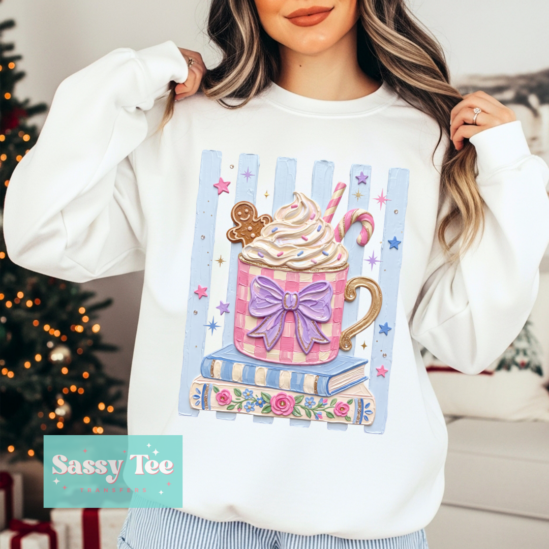 HOT COCOA BOOKS PASTELS PREPPY STRIPES FAUX TEXTURE PAINT **Preorder/Restock Ships in 5-10 biz days** •