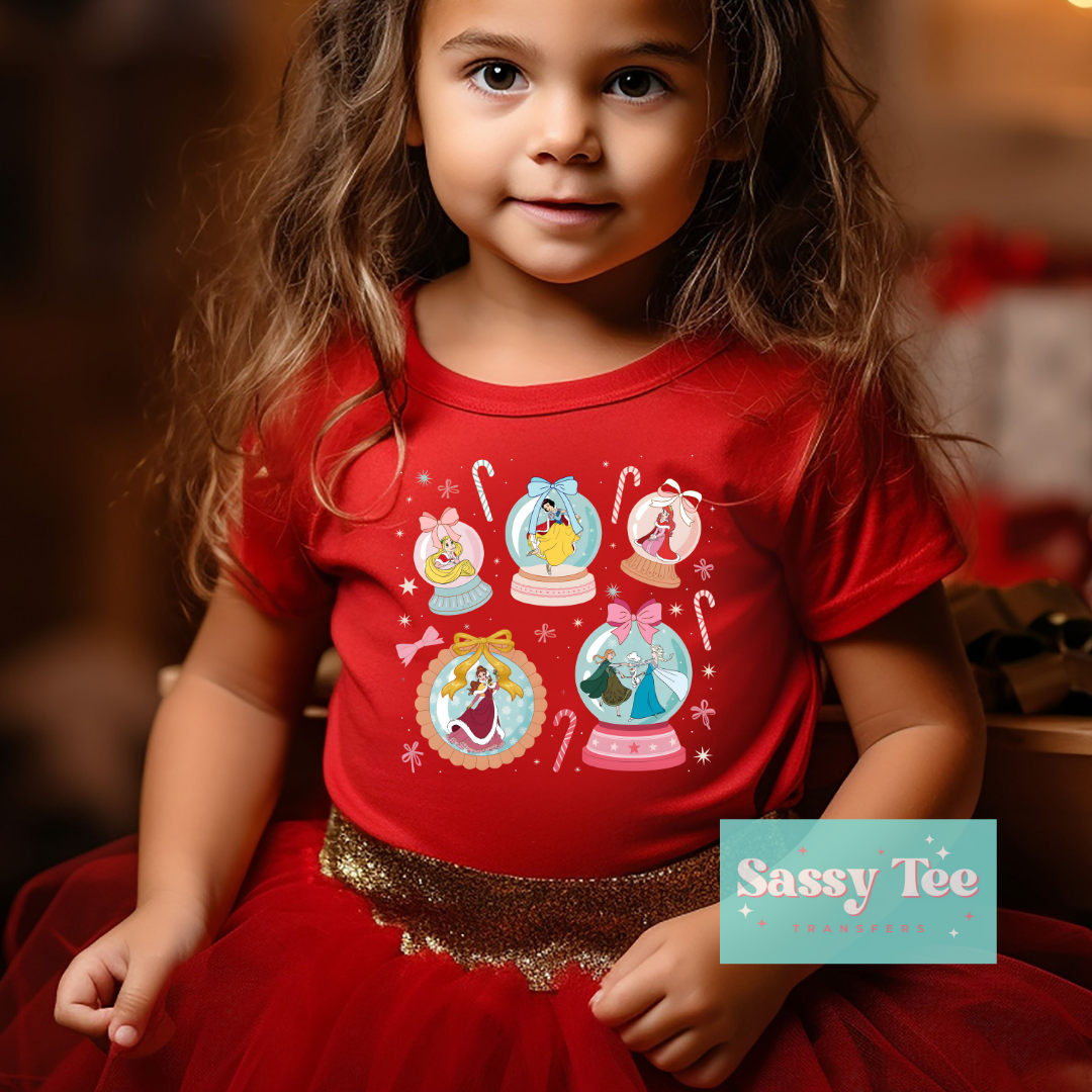 PRINCESS CHRISTMAS GLOBES PINK Kids **Preorder/Restock Ships in Est. 5-10 biz days**