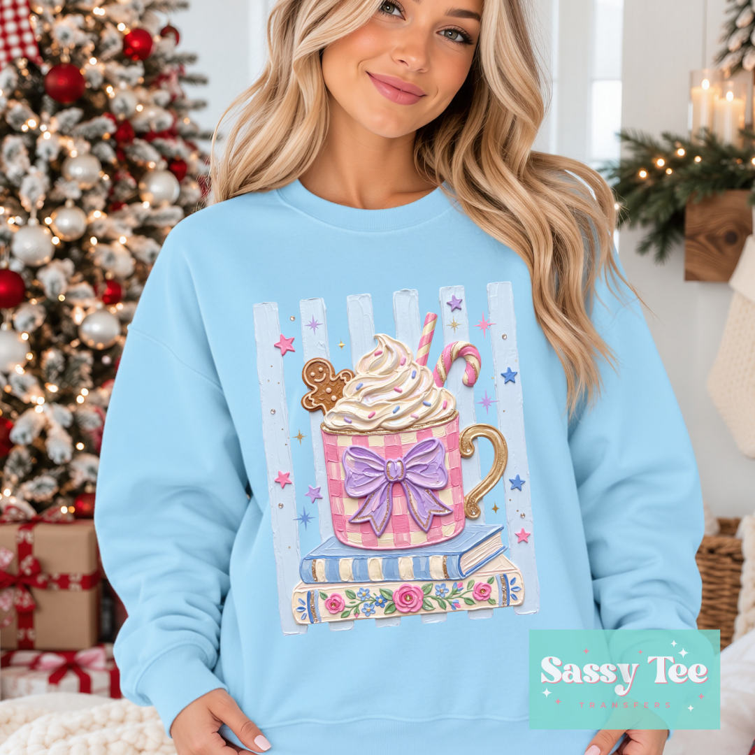 HOT COCOA BOOKS PASTELS PREPPY STRIPES FAUX TEXTURE PAINT **Preorder/Restock Ships in 5-10 biz days** •