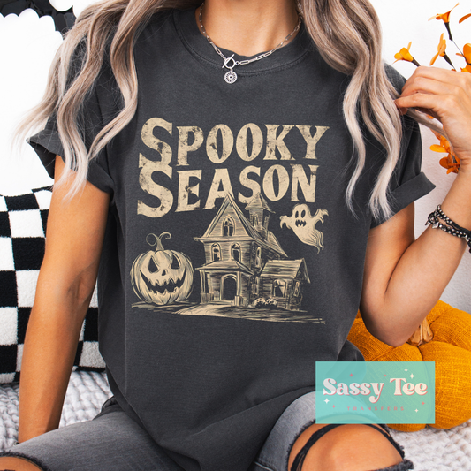 SPOOKY SEASON HAUNTED HOUSE VINTAGE For Darker Colors **Preorder/Restock Ships in 5-10 biz days**