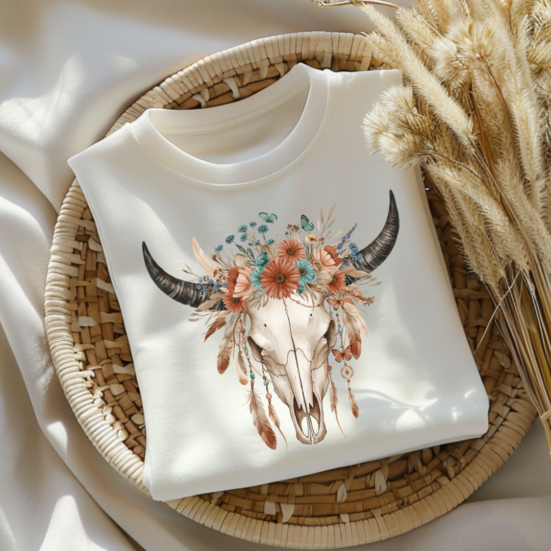 BULL SKULL WESTERN FLORAL BOHO **Preorder/Restock Ships in 5-10 biz days**