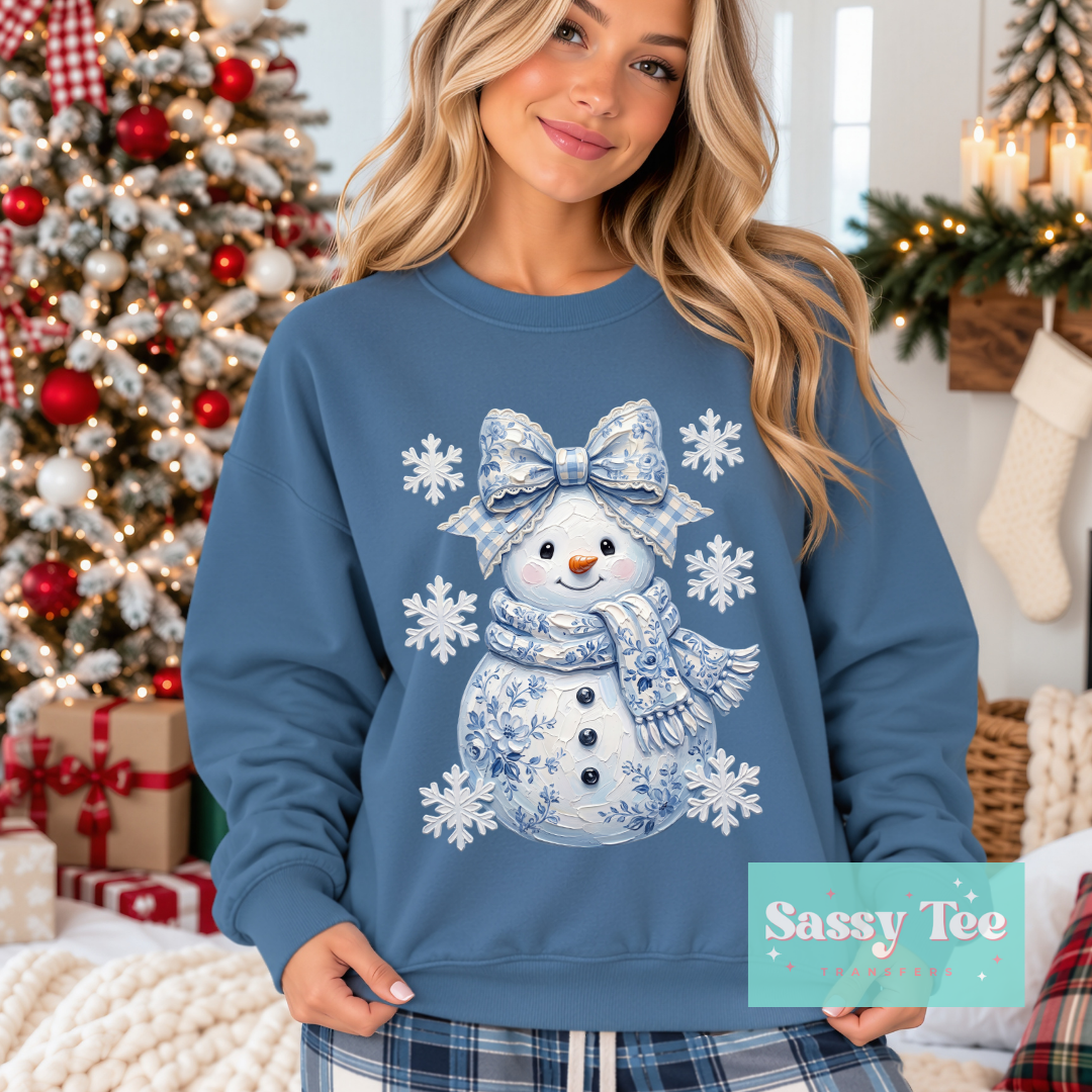 SNOWMAN BLUE SNOWFLAKES FAUX TEXTURE PAINT **Preorder/Restock Ships in 5-10 biz days** •