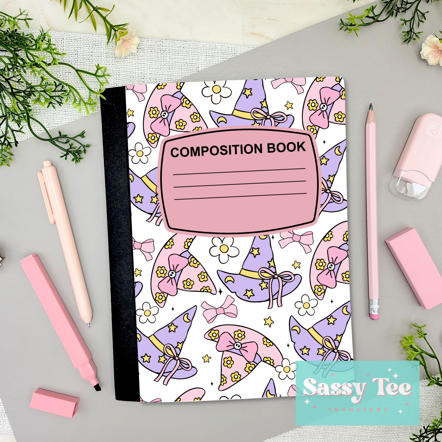 WITCH HATS RETRO PINK PURPLE Peel + Stick Notebook Cover SET