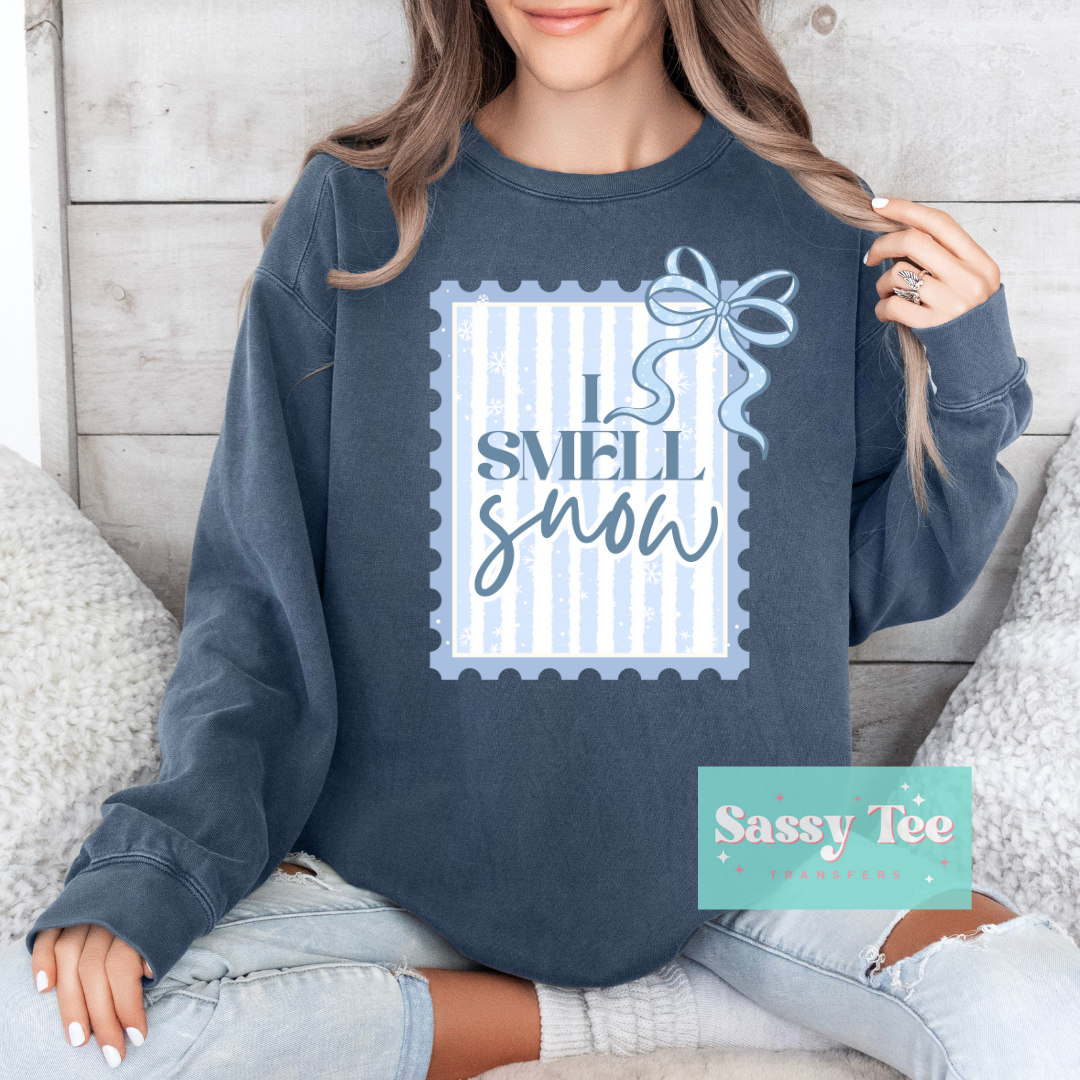 I SMELL SNOW STAMP BLUE BOW **Preorder/Restock Ships in 5-10 biz days**