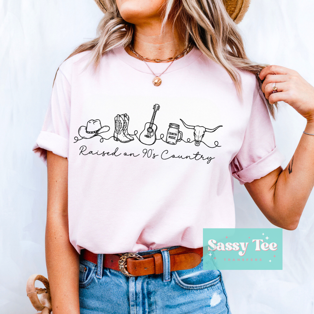 RAISED ON 90'S COUNTRY BOOT GUITAR SKULL **Preorder/Restock Ships in 5-10 biz days**